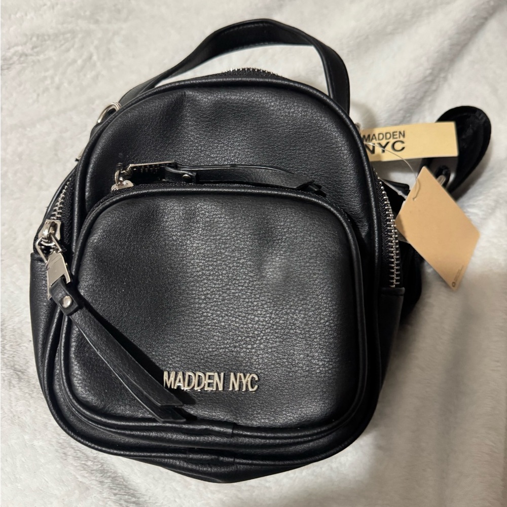 Madden nyc black mini crossbody backpack